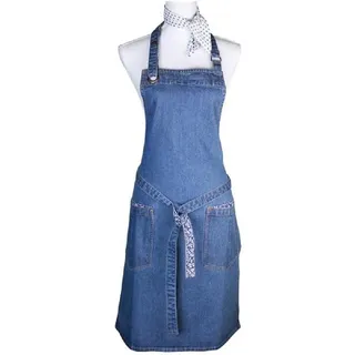 LAURA ASHLEY Kochschürze Schürze Jeans Sweet Allysum Alyssa mit Halstuch (2-teilig)