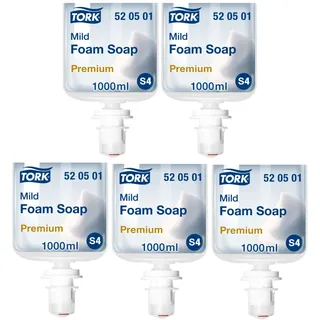 Tork 520501 milde Schaumseife Premium für Tork S4 Seifenspendersysteme/Weiße, sanfte Handseife für weiche und hygienisch gepflegte Hände / 1 x 1000ml (5000 ml)
