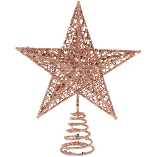Amosfun glitzernder Stern aus Eisen für die Weihnachtsbaumspitze, Dekoration, Eisen, rose gold, 20 cm