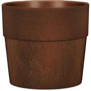 Scheurich Groove+ 30, Pflanzgefäß/Pflanzkübel, rund, Farbe: Walnut, hergestellt mit recyceltem Kunststoff, 8 Jahre Garantie, für den Außenbereich