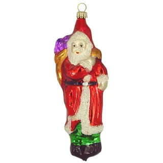 Haberland Glasschmuck Lauscha Christbaumschmuck Großer Weihnachtsmann mit Rucksack bunt 13 cm Lauschaer Glas