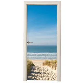 MuchoWow Türtapete Strand - Meer - Düne - Sand - Sommer, Matt, bedruckt, (1 St), Türposter Selbstklebend, Deko Folie Tür und Möbel, 95x215 cm bunt 95 m x 215 m