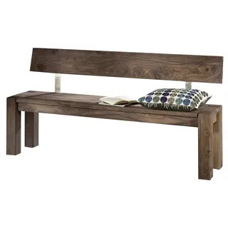 MASSIVMOEBEL24.DE Holzbank Sheesham Grau Geölt 160 x 35 x 76 cm