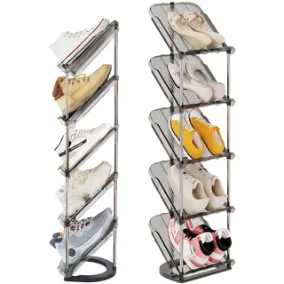 Patinao Schuhregal Schmal mit 5 Ebenen, Platzsparend Schräg Schuhablage, Schuhschrank Schuhaufbewahrung Shoe Rack Schuhbank Schuhe Schrank Schuh Regal Organizer Schuhständer Schuhorganizer