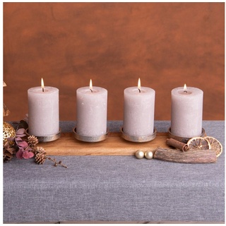 Kamelio Adventskranz Holz für Stumpenkerzen Advent Kerzenhalter länglich Kerzenständer braun