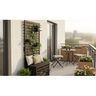 Balkonspalier 70 x 40 x 180 cm - imprägniertes Kiefernholz, Anthrazit - Sichtschutz Pflanzkasten – Balkon Rankgitter für Sichtschutz