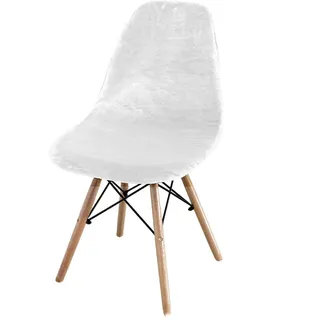 FANSU Luxus Samt Schalenstuhl Bezug Stuhlhussen 1/2/4/6er Set Strech Stuhlbezug Esszimmerstühle Bezug Abnehmbar Waschbar Stuhlbezüge Küchenstühle Husse für Wohnzimmer Büro (Weiß,1 Stück)