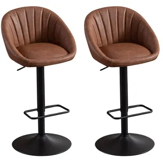 Ya-Home Barhocker 2er Set höhenverstellbar mit Fußstütze, Braun