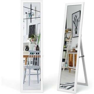 COSTWAY Ganzkörperspiegel, mit klappbarem Holzrahmen, stehend/hängend 37x155cm weiß