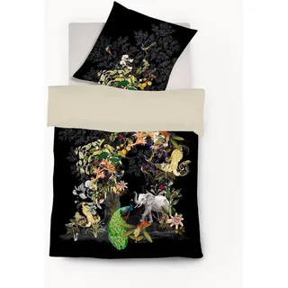 fleuresse Bettwäsche Fleuresse Interlook Jersey Bettwäsche 135x200 Wende Elefant Dschungel, Jersey, 2 teilig bunt