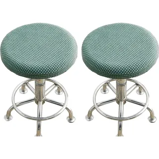 Agger Stuhlhusse 2 Stück Hocker Bezug Rund Luxuriöser Stoff, Durchmesser 30-40cm, Rund Dehnbar Knitterfrei Waschbar Staubdicht Hocker Bezug grün