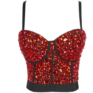 YOND Herbst Frau Tank Tops Punk Perlen Diamant High End Frauen Korsett Push Up Bustier y2k BH Camis Crop Top Damen Kleidung
