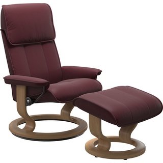 Fußhocker STRESSLESS "Admiral" Hocker Gr. B/H/T: 55 cm x 38 cm x 39 cm, Leder BATICK, Classic Base Eiche, rot (bordeaux batick) Fußhocker Hocker mit Classic Base, Gestell Eiche