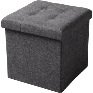 Woltu Sitzhocker mit Stauraum Leinen 37,5 x 38 x 37,5 cm Grau