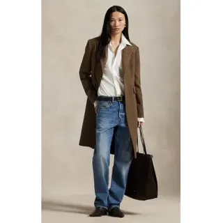 Polo Ralph Lauren für Damen. 211966522002 Brauner Mantel aus Wollmischung mit Fischgrätmuster (44), Lässig, Wolle, Klassisch
