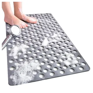Agger Duscheinlage Quadratische Duschmatte rutschfest, 53 x 53 cm Badewannenmatte, L: 53 cm, Antirutschmatte Dusche mit Saugnäpfen und Abflusslöchern grau