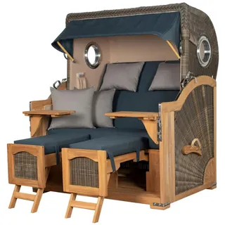 Mr. Deko bene living Strandkorb grau Holz, 2-Sitzer, Füllung: Schaumstoff,Schaumstoff,Schaumstoff,Schaumstoff, Rechteckig,rechteckig, 142x165x95 cm, Gartenmöbel, Strandkörbe
