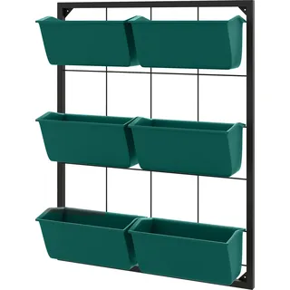 Outsunny Vertikaler Außen-Pflanzenhalter 3-stufig, 6 Pflanzkästen aus Kunststoff mit Abflusslöchern, Hänge-Pflanzenhalter für Blumen und Kräuter, 52x14x66 cm, Grün   Aosom