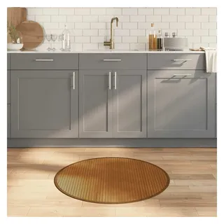 vidaXL Bambusteppich Rund Küchenläufer Ø 80 cm Braun