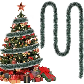 Kinwers Girlande Weihnachten,10m Weihnachtsgirlande Outdoor Weihnachtsbaum Simulation Schneeflocken,für die Dekoration Winterferien