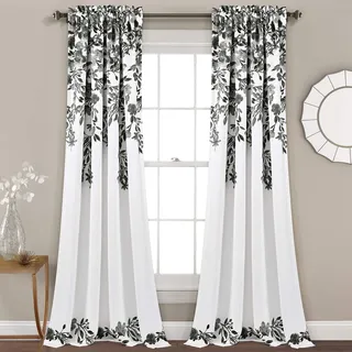 Lush Decor Tanisha Fenstervorhang, lichtfilterend, 241,3 x 132,1 cm, Schwarz/Weiß