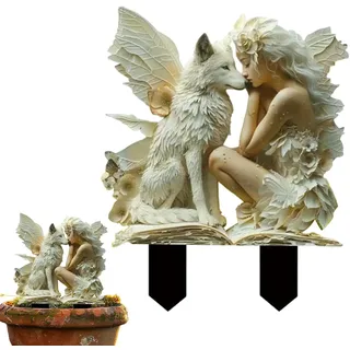 Fee Statue Gartendeko Ornament Miniatur Feen Figuren Blumentopf Pfähle Aus Acryl, Elfen Gartenfiguren Blumentopf Dekoration Für Drinnen Und Draußen, Dekorative Gartenkunst