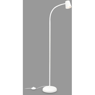 BRILONER – Stehlampe als Deko im Wohnzimmer und Leselampe, Schwenkbare Lampe, Wohnzimmerlampe, Fußtaster, Indirekte Beleuchtung, Weiß