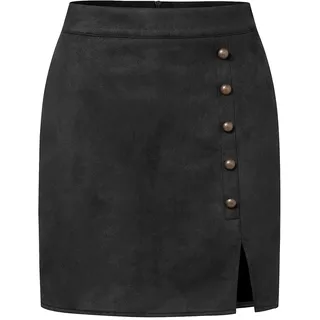 MAOAEAD Wildleder Rock für Damen Hohe Taille Mini Rock Sexy Faux Wildleder Röcke Herbst Winter Metall Schnalle Bodycon Short Rock