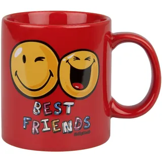 Könitz Henkelbecher Smiley Best Friends - Keramik, Henkelbecher, Henkel, 900 ml, 1 Stück, Rot, Zuhause