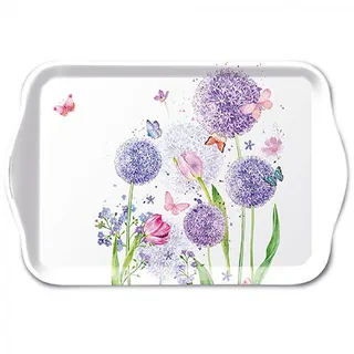 Ambiente Home Ambiente Tablett Dekotablett 13 x 21 cm Melamin Blumen Gräser Pastell Serie Flower Beauty