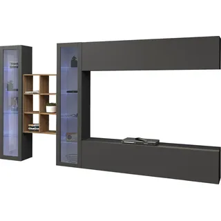 Home Affaire Wohnwand HOME AFFAIRE "Maruska", grau (anthrazit, anthrazit), B:320cm H:180cm T:30cm, Holzwerkstoff, Kastenmöbel-Sets, Wohnwand