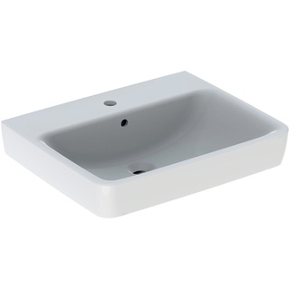 Geberit Renova Plan Aufsatz-Waschtisch 60cm, Hahnloch mittig, mit Überlauf,