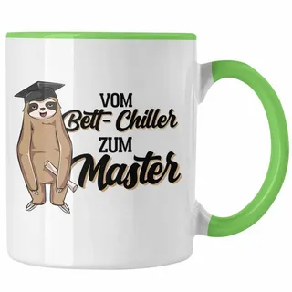 Trendation Tasse Lustige Faultier Master Tasse Vom Bett Chiller Zum Master Abschluss Pr grün