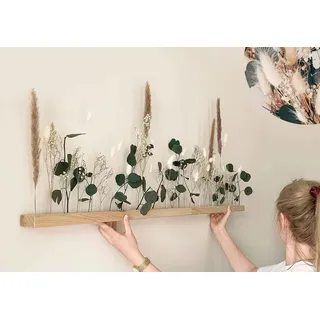 Flowerbar Fernweh | Trockenblumen & edle Eiche (60 cm) Blumenleiste, Flowergram, Dekoration, Getrocknete Blumen und massives Eichenholz, Nachhaltige Blumendekoration