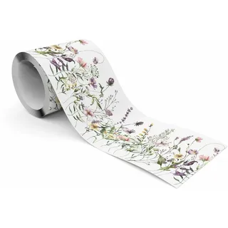 Muralo Aquarellblumen Bordüre 10 cm 300 g Grün/Rosa/Violett/Weiß 10x300