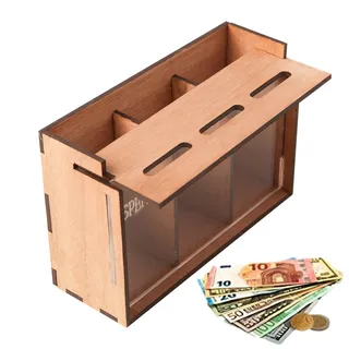 Spardose zum Geldsparen | Herausnehmbarer Münzsparer aus Holz mit 3 Fächern |Tragbare Spardosen für zu Hause, Spardose für Schlafzimmer, Wohnung