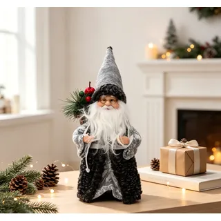Weihnachtsmann OTTO HOME "Dekoration für Weihnachten, klassisch -traditionell oder skandi-grau", grau, B:15cm H:25cm T:10cm, Kunststoff, Polyester, Vinyl, Dekofiguren, mit Sack und Geschenken, jeweils in 2 Größen: ca. 25 oder 45 cm hoch
