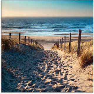 Glasbild »Weg zum Nordseestrand Sonnenuntergang«, Strand, (1 St.), 14013547-0 naturfarben B/H: 40 cm x 40 cm