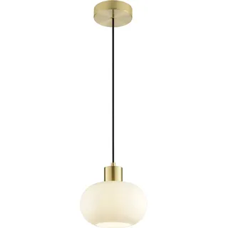 Brilliant Fanny 1-flg. Ø 22 cm rund/Glas weiß, Metall messing gebürstet