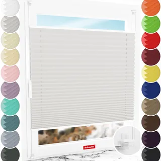 Schuette® Thermo Plissee ohne Bohren/mit Bohren ● Thermo Kollektion: Spring Cloud (Grau) ● Suprafix Plissee Befestigung ● 60 Sekunden Plisseerollo Montage inkl. Video