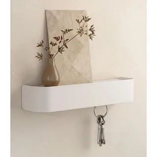 Kazai. Schlüsselbrett 'Tone' | Minimalistisches Schlüsselhaken-Design aus Berlin | Moderner Schlüsselhalter mit Ablage aus Metall | Schlüsselboard als Flur Möbel für die Wand | Weiß