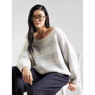 Herrlicher Pullover Leena hellgrau / dunkelgrün S