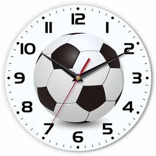 Wanduhr mit Fußball-Muster, 25,4 cm, batteriebetrieben, leise, nicht tickend, moderne Uhren für Büro, Zuhause, Schule, Wohnzimmer, Badezimmer