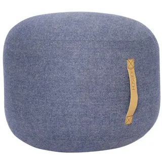 Hübsch blauer Pouf mit Ledergriff Ø50cm