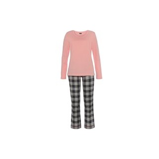 H.I.S Damen Pyjama rosa-schwarz Gr.46