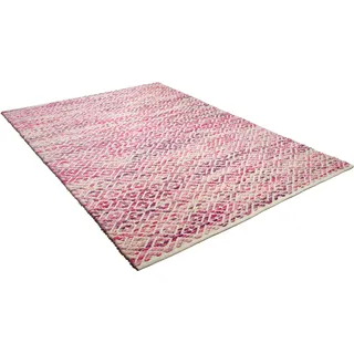 Wollteppich TOM TAILOR HOME "Diamond, handgeknüpft" Gr. 11, lila (beere), B:85cm H:8mm L:155cm, Baumwolle, Schurwolle, Teppiche, reine Wolle, Flachgewebe, Wohnzimmer