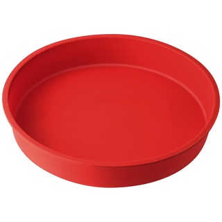 Dr. Oetker 1267 Rundform Ø 26 cm Flexxibel, Obstkuchenform aus Silikon, Tortenbodenform für eindrucksvolle Kreationen, hochwertige Silikon-Kuchenform, Menge: 1 Stück, Rot