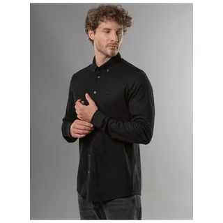 Poloshirt TRIGEMA "TRIGEMA Business-Hemd aus DELUXE-Single-Jersey" Gr. XXXL, schwarz Herren Shirts Langarm