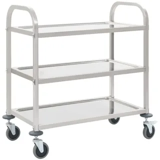 vidaXL 3-Stufiger Servierwagen 96,5 x 55 x 90 cm Edelstahl