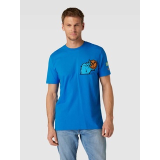 T-Shirt mit Motiv-Patch, Blau, XL
